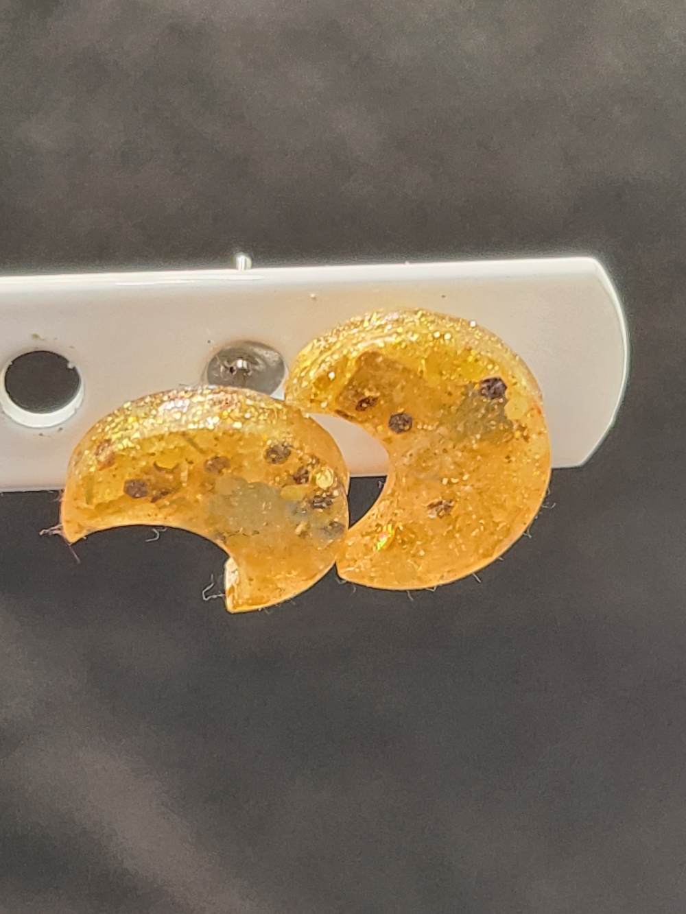 Gold Glitter Crescent Moon Stud Earrings - Women's Jewelry